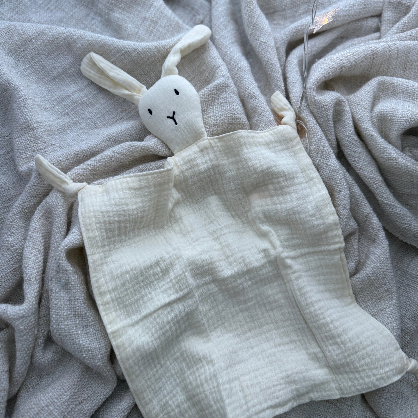 100% Organic Cotton Muslin Bunny Lovey Blanket