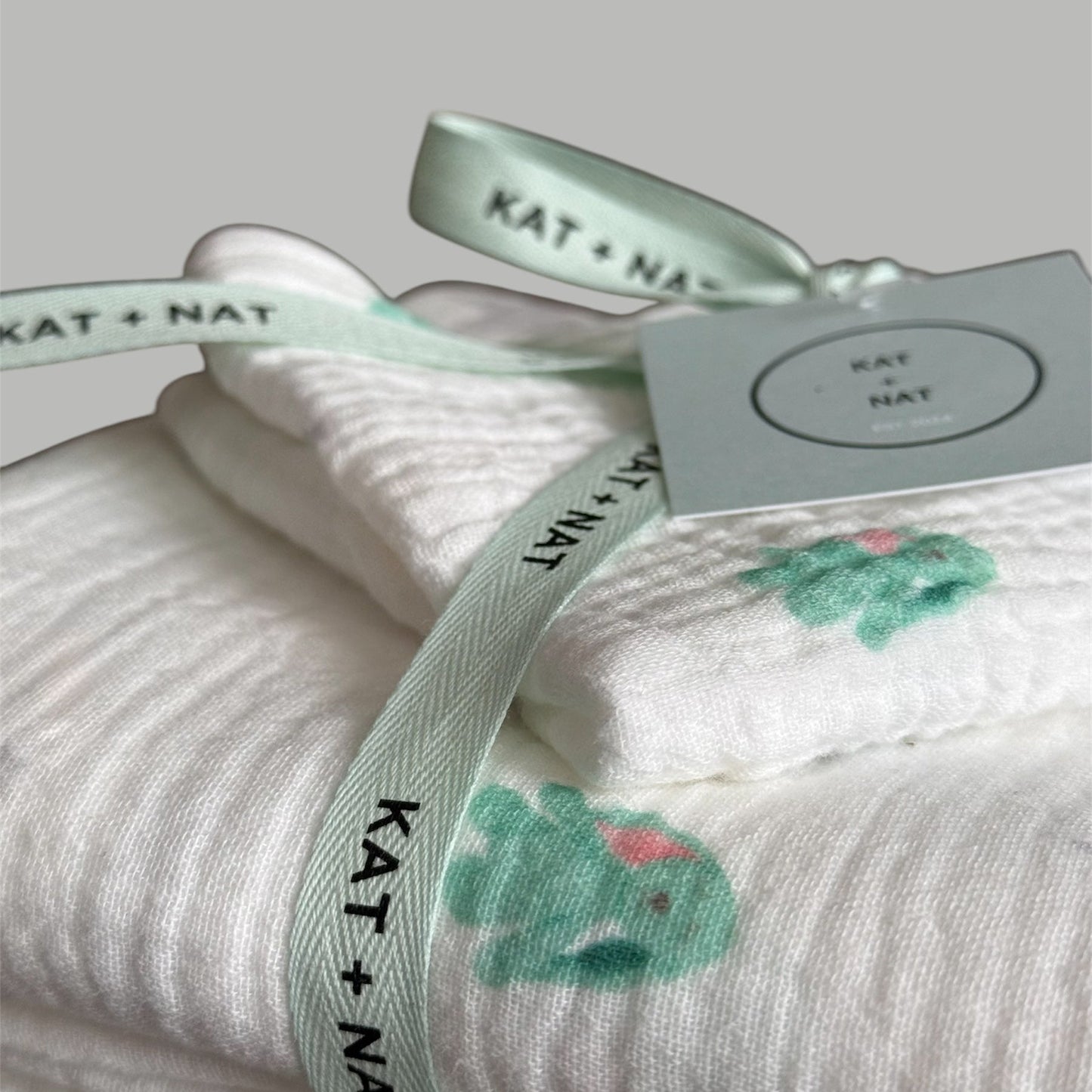 Gift Set: 100% Organic Cotton Muslin Baby Blanket and washcloth set with our Exclusive bunny and stars print
