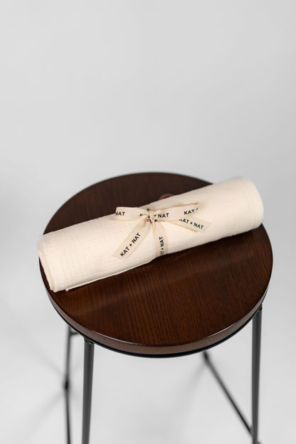 100% Organic Cotton Muslin Baby Blanket (Cream)